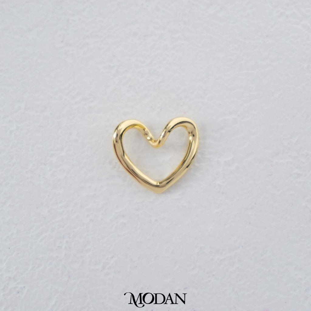 Open Back Plain Wavy Love Heart Pendant DIY Pendant Liontin Hati Cinta Hypoallergenic Gold Filled