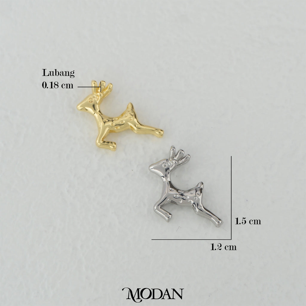 Cute Mini Christmas Reindeer Charm DIY Charm Liontin Rusa Hypoallergenic Gold Filled