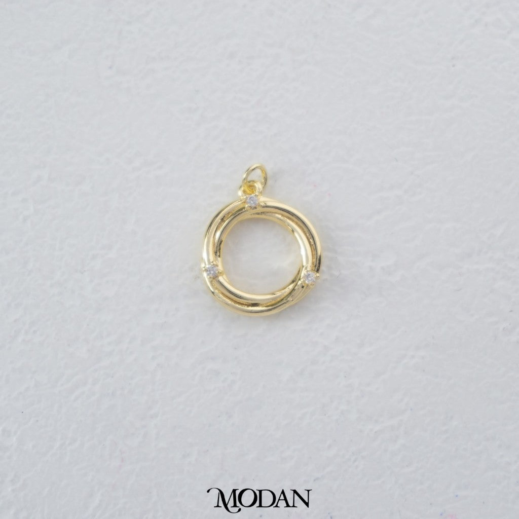 Elegant Open Back Cluster Round With Triple Zirconia Pendant DIY Pendant Liontin Mata Satu Minimalis Hypoallergenic Gold Filled