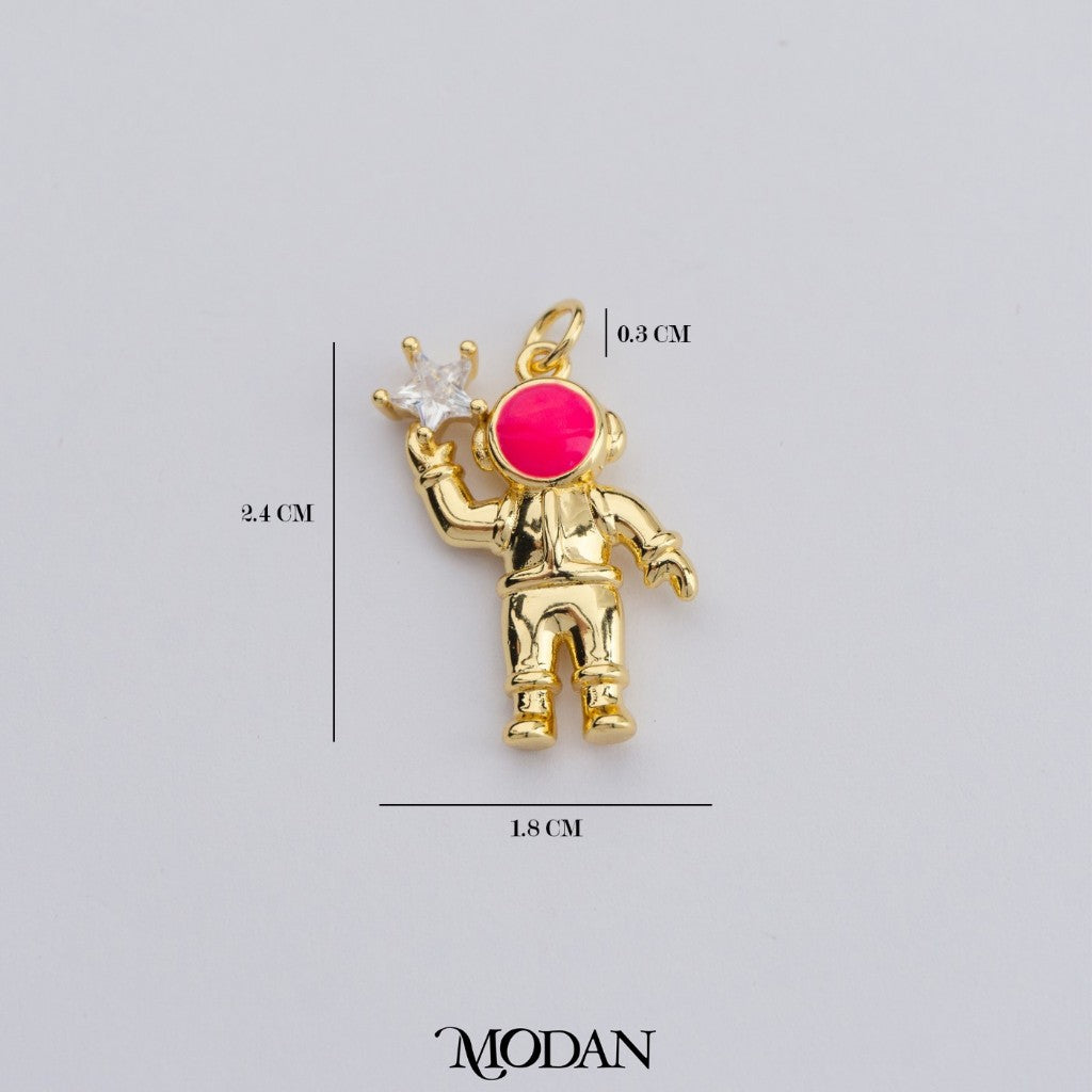 Hot Pink Space Astronauts Pendant DIY Pendant Liontin Bandul Kalung Astronot Luar Angkasa Hypoallergenic Gold Filled