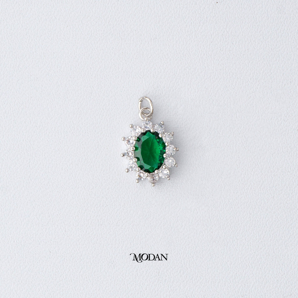 Emerald Green Pendant DIY Pendant Liontin Bulat Hijau Hypoallergenic Gold Plated