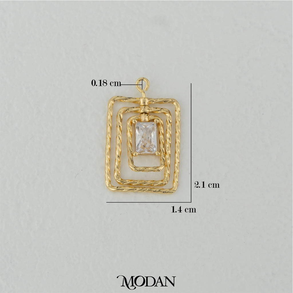 Dancing Rectangular Charm DIY Charm Liontin Persegi Panjang Hypoallergenic Gold Filled