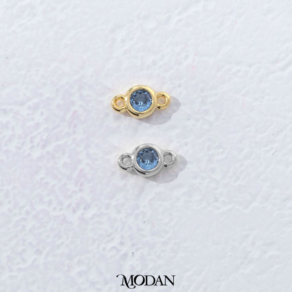 Colorful Mini Round Birthstone DIY Connector Liontin Bulan Lahir Warna-Warni Hypoallergenic Gold Filled