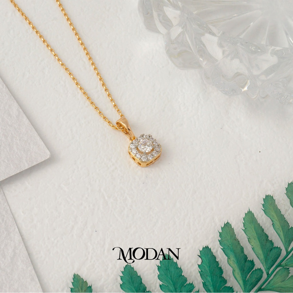 Mini Micro Paved Square Pendant DIY Liontin Pesta Persegi Hypoallergenic Gold Plated