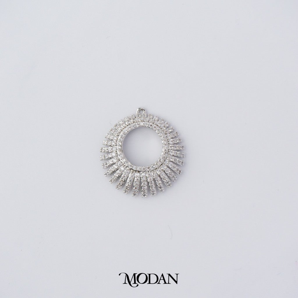 Open Back Micro Paved Round Pendant DIY Pendant Liontin Bulat Klasik Hypoallergenic Gold Plated