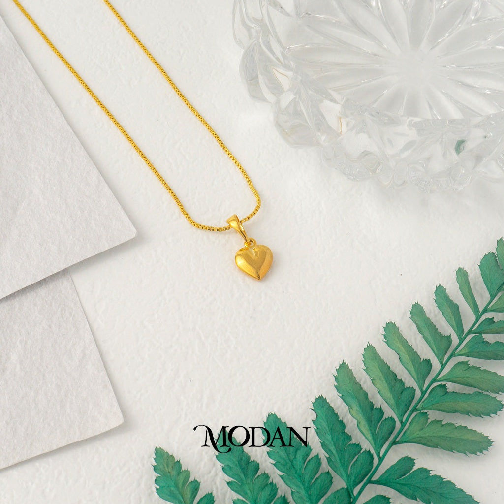 Simple Plain Puffy Heart Pendant DIY Pendant Liontin Hati Polos Hypoallergenic Gold Plated