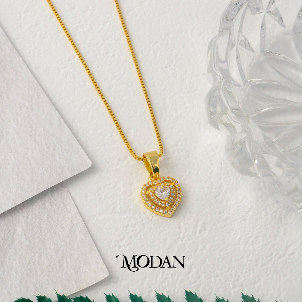 Golden Heart Cluster Heart Pendant DIY Pendant Liontin Hati Pesta Hypoallergenic Gold Filled