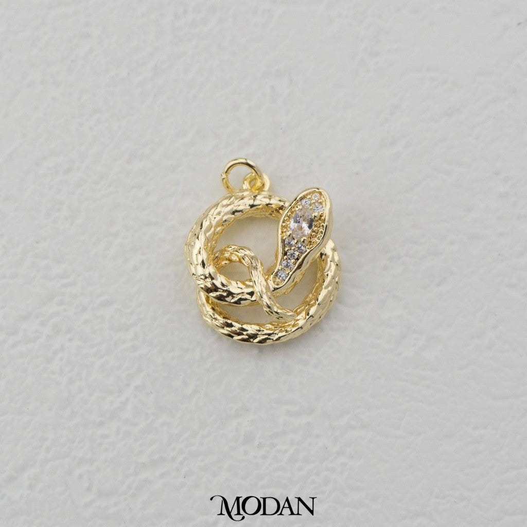 Textured Round Snake DIY Charm Liontin Ular Tekstur Hypoallergenic Gold Filled
