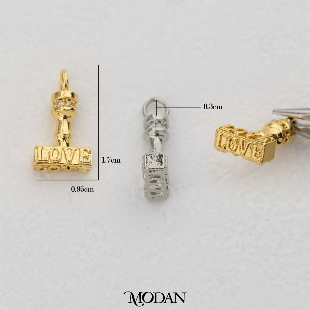 3D Love Hammer Statement Charm DIY Charm Liontin Palu Cinta Hypoallergenic Gold Filled