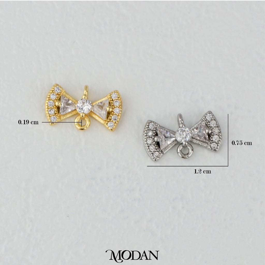 Mini Elegant Ribbon Bow DIY Connector Liontin Pita Hypoallergenic Gold Filled