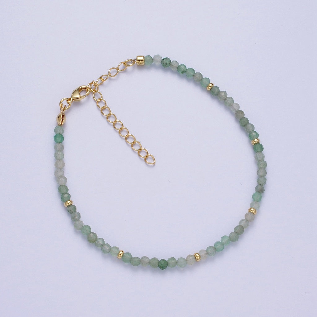(17.5cm) Colorful Gemstone Beads Bracelet Gelang Manik Batuan Alam Hypoallergenic Gold Plated