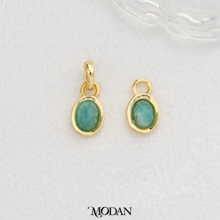 Gold Oval Colorful Natural Gemstones Charm DIY Charm Liontin Batuan Alam Oval Warna-Warni Hypoallergenic Gold Filled
