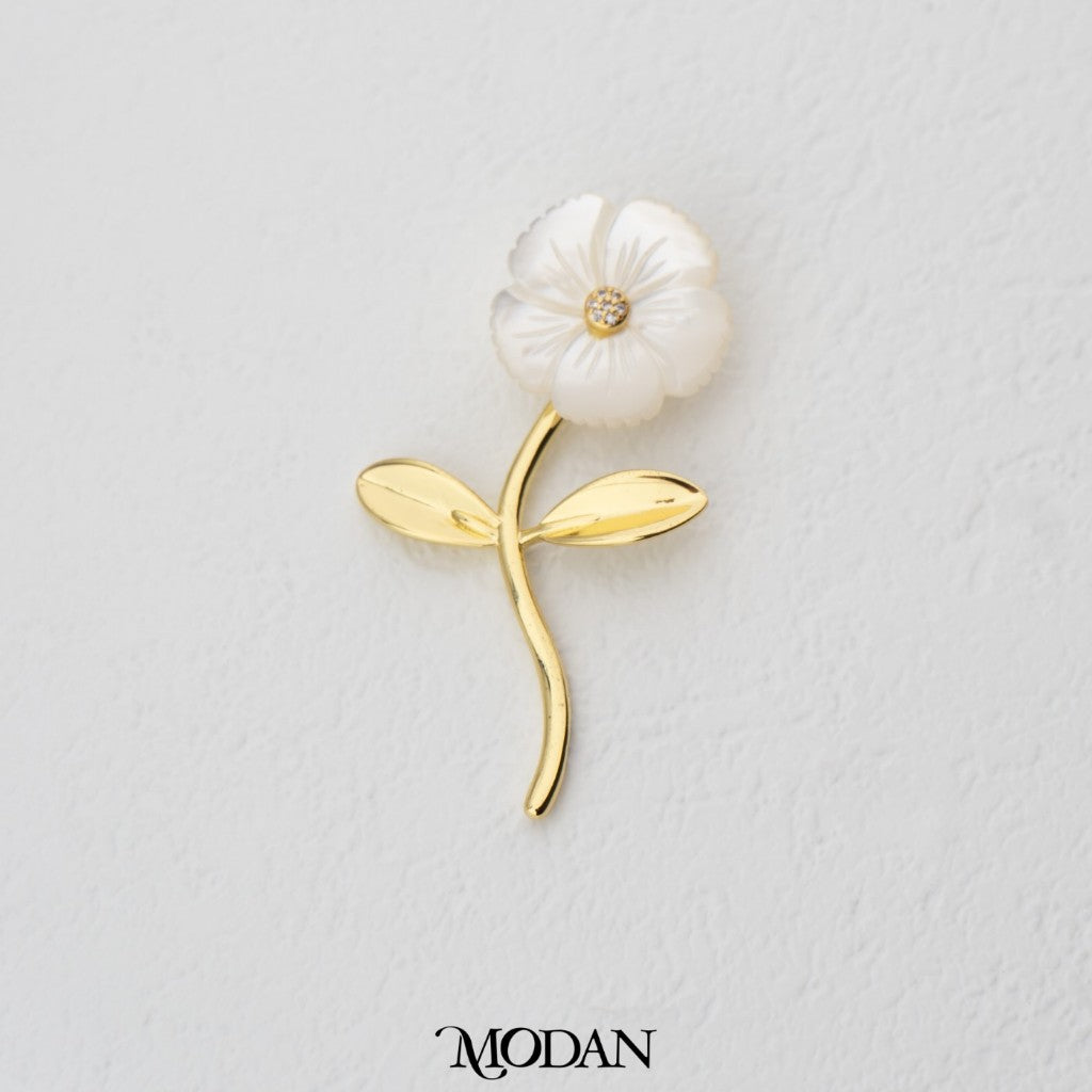 White Shell Pearl Poppy & Daisy Flower Pendant DIY Pendant Liontin Bunga Popi dan Aster Putih Hypoallergenic Gold Plated