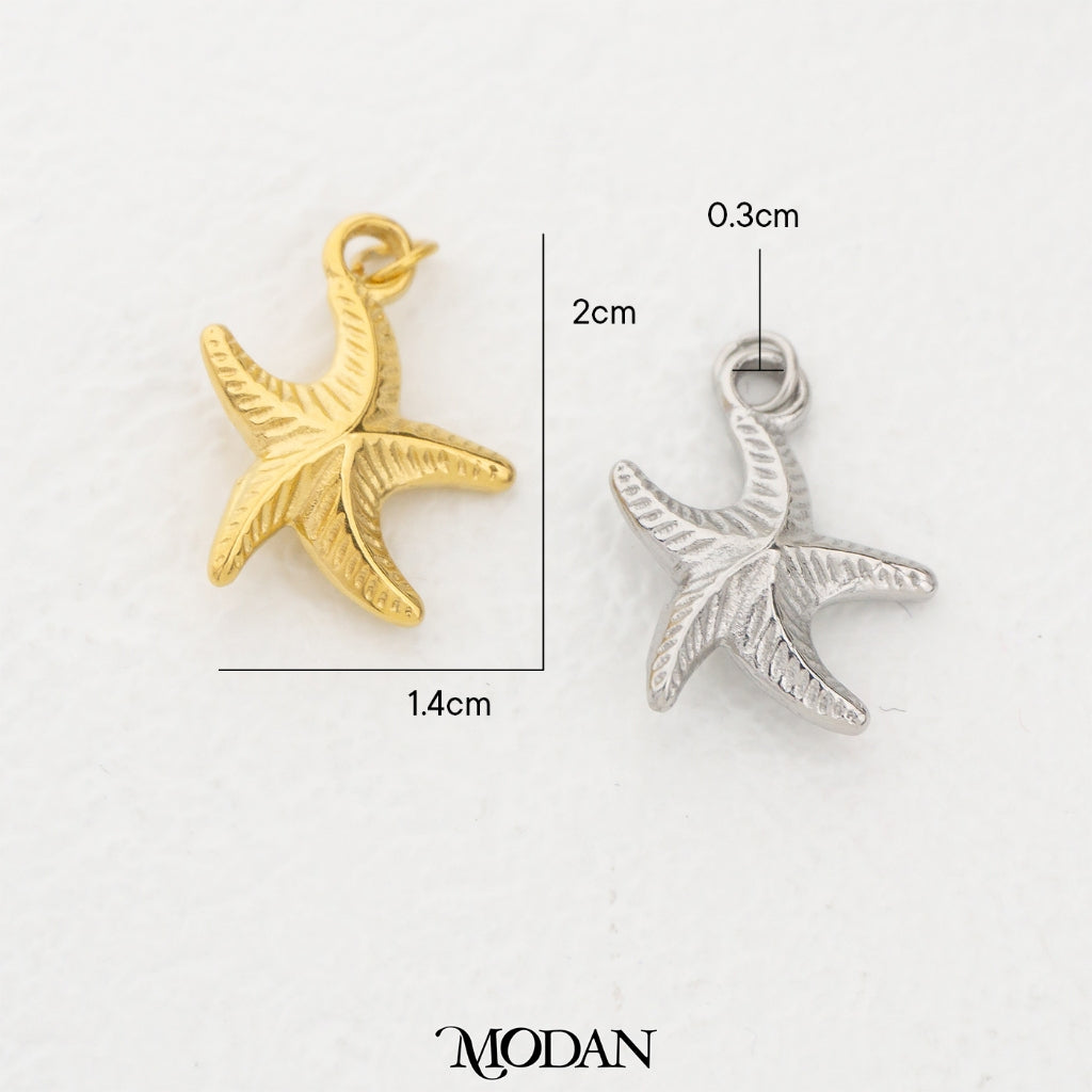 Textured Starfish Ocean Charm DIY Charm Liontin Bintang Laut Hypoallergenic Stainless Steel