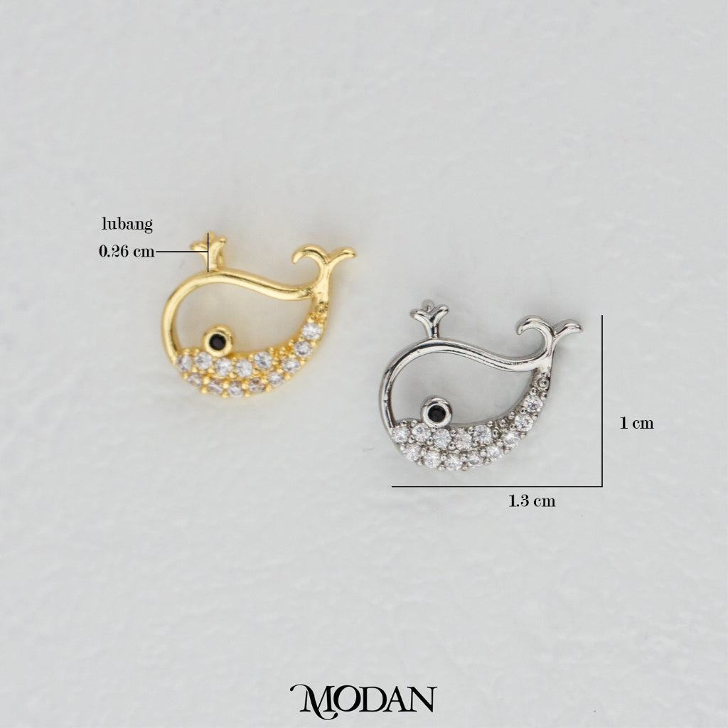 Cute Whale Charm DIY Charm Liontin Paus Kecil Lucu Hypoallergenic Gold Filled