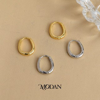 Simple Minimalist Plain U-Shaped Hoop Earrings Anting Bulat Polos Hypoallergenic Gold Plated