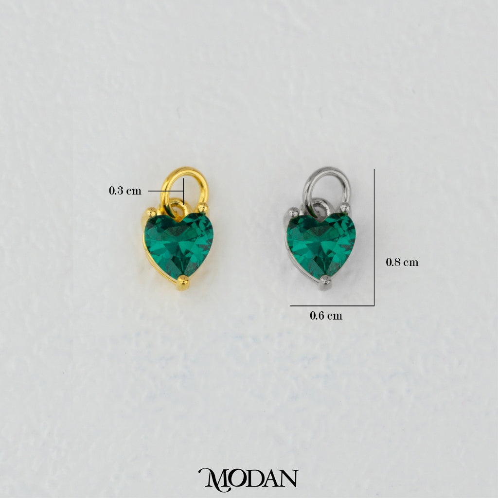 Colorful Sparkling Zirconia Love Heart DIY Charm Liontin Hati Kilau Warna Warni Hypoallergenic Gold Filled