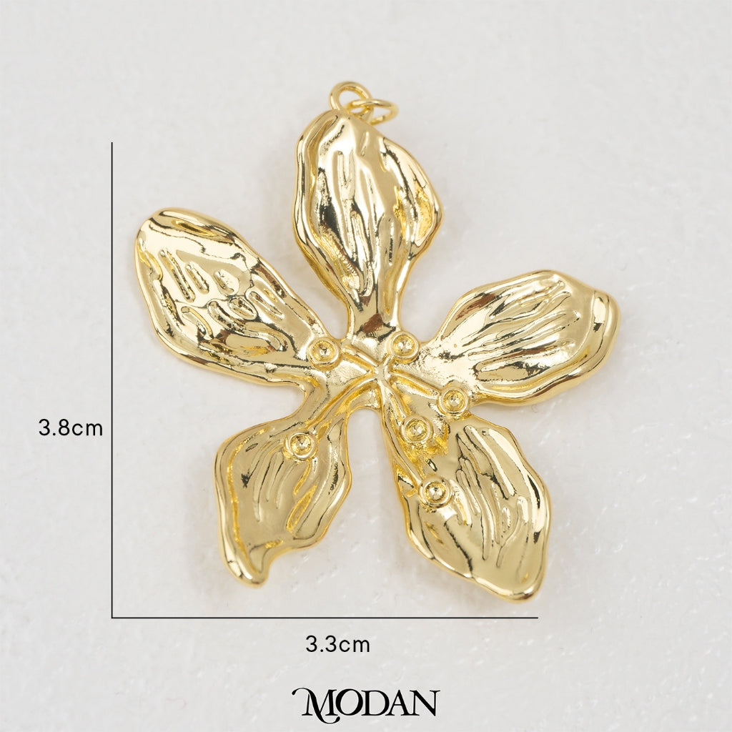 Vintage Plain Textured Floral 3D Flower Pendant DIY Pendant Liontin Bunga Polos Hypoallergenic Gold Filled