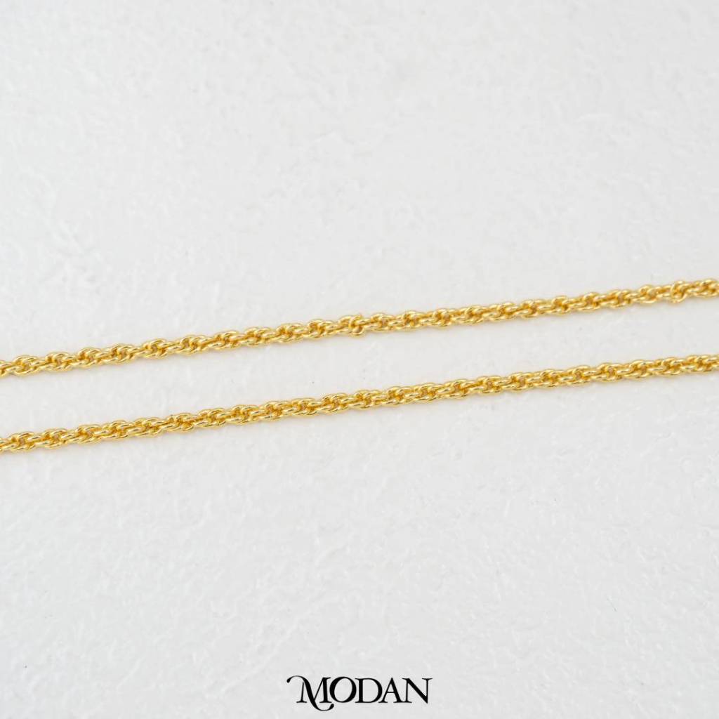 (1.9mm) Classic Gold Rope Chain Unisex 44cm Rantai Kalung Ulir Hypoallergenic Gold Filled