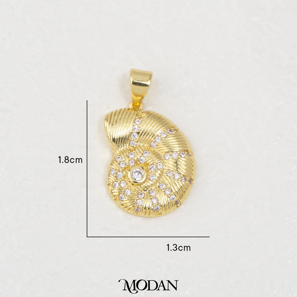Micro Paved Spiral Seashell DIY Pendant Liontin Kerang Spiral Hypoallergenic Gold Filled