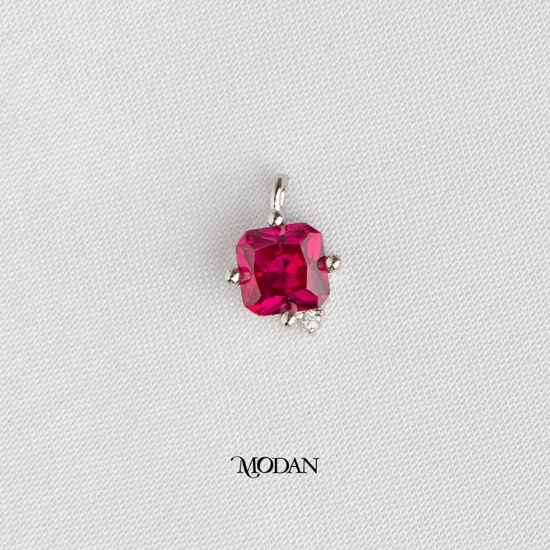 Mini Fuchsia Square DIY Charm Liontin Magenta Hypoallergenic Gold Plated