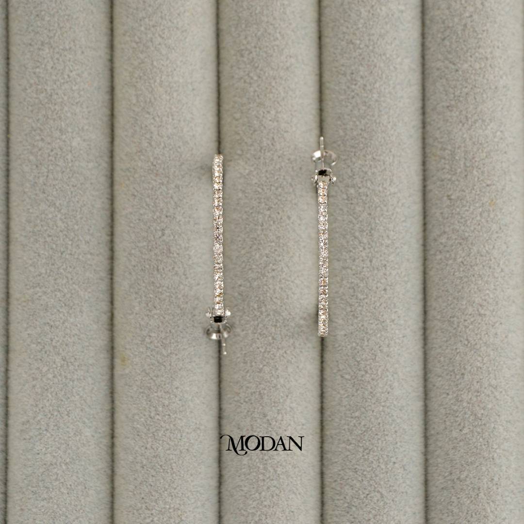 (33mm) Micro Paved Zirconia Tennis Round Hoop Earrings Anting Elegan Hypoallergenic Gold Plated