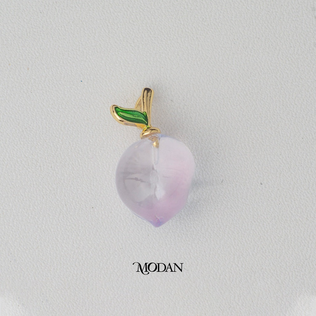 Fruit Lilac Glass Bead Pendant DIY Pendant Liontin Buah Ungu Hypoallergenic Gold Plated