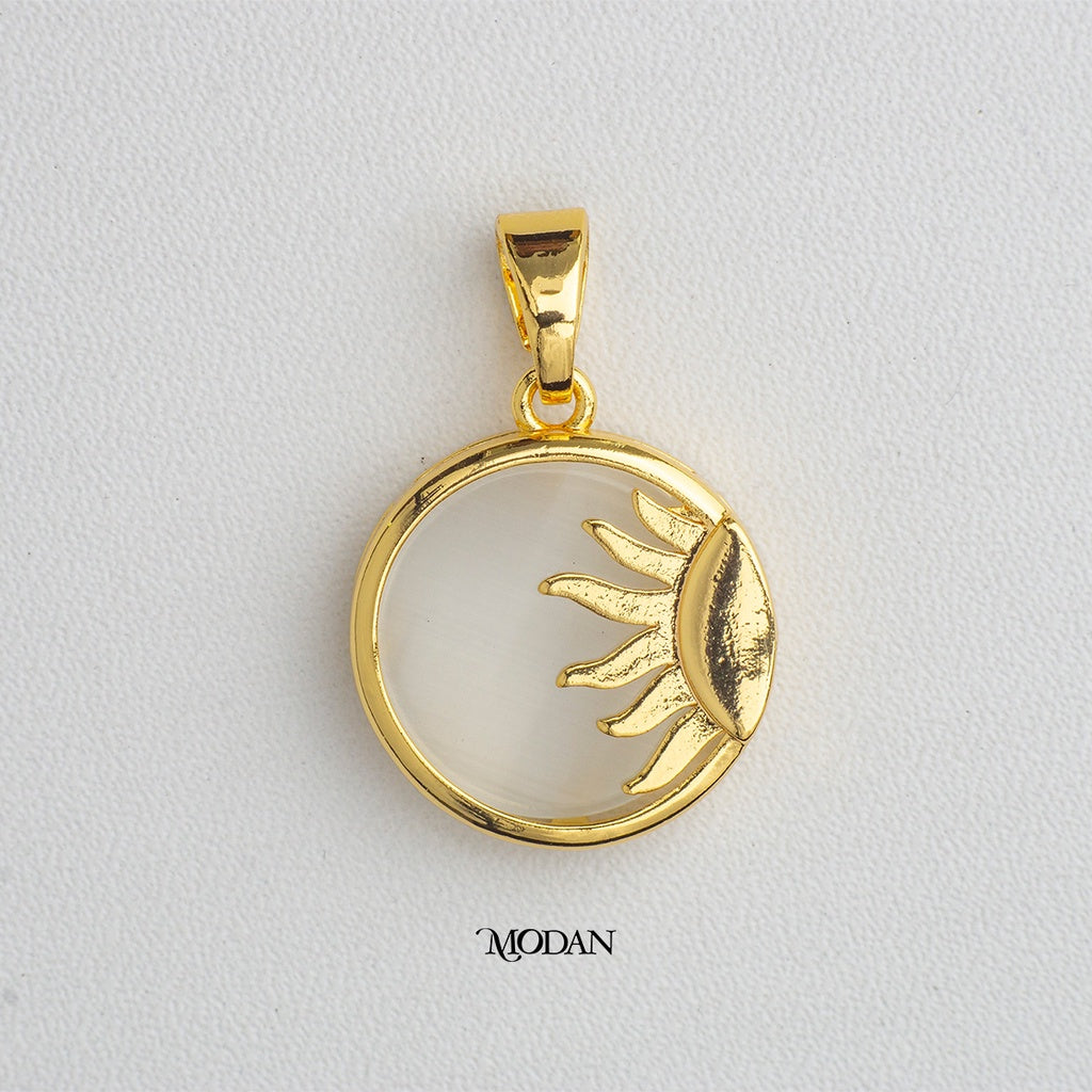 Clear Green Acrylic Half Sunburst Pendant DIY Pendant Liontin Matahari Hypoallergenic Gold Plated