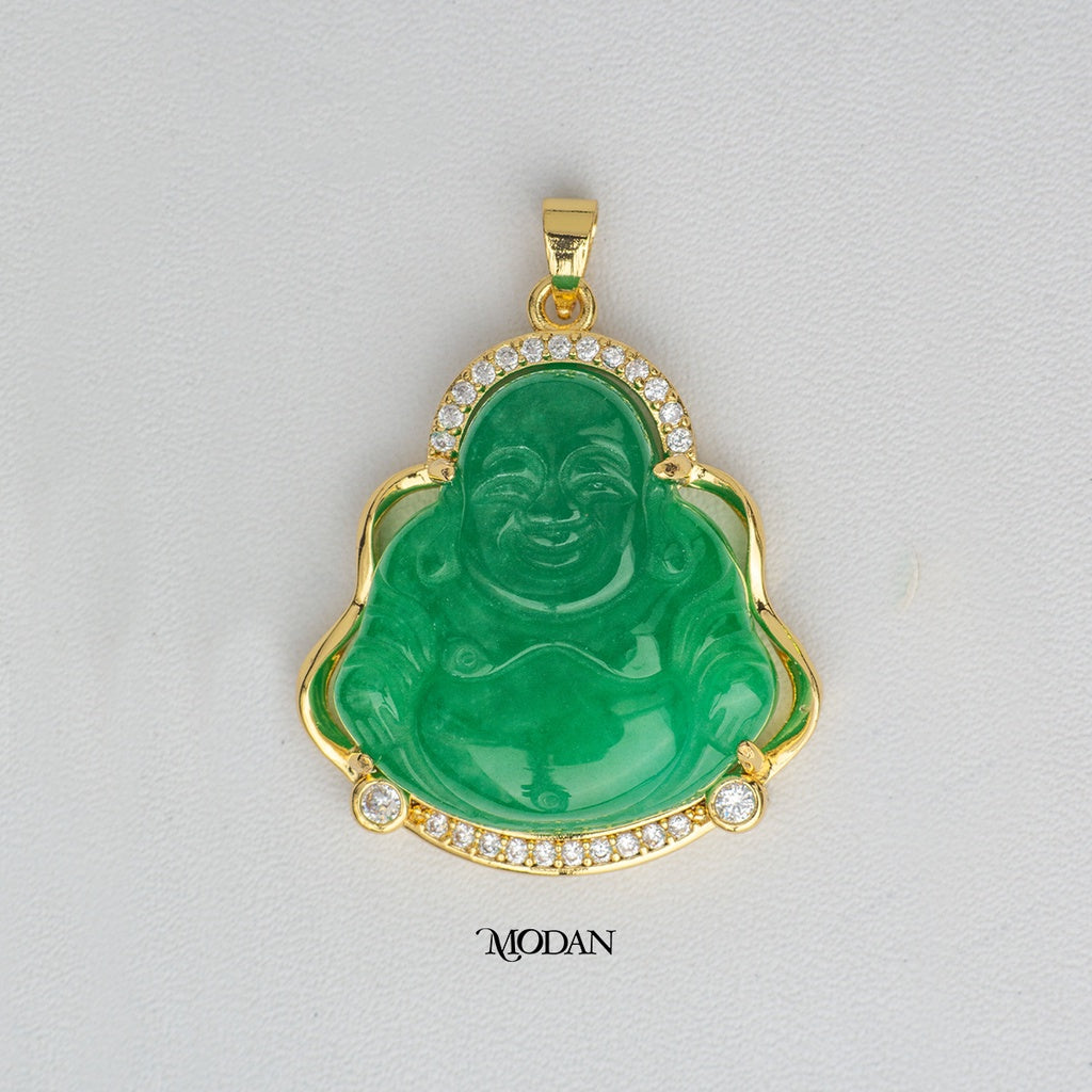 Jade Laughing Buddha Lunar New Year Pendant DIY Pendant Liontin Kalung Buddha Hypoallergenic Gold Filled