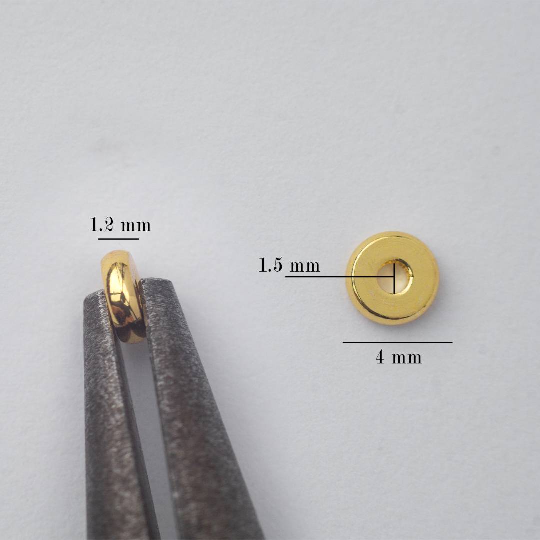 (20pcs) (4mm) Chip Donut Shaped Spacer Beads DIY Manik Donat Bulat Hypoallergenic Gold Platedd