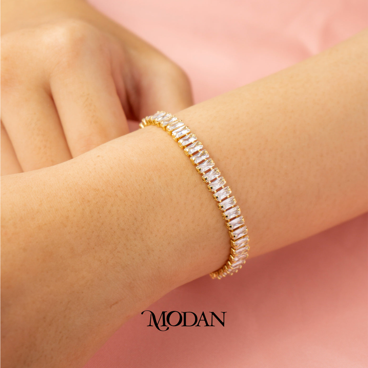Colorful Baguette Adjustable Bracelet Gelang Fashion Warna Warni Hypoallergenic Gold Filled