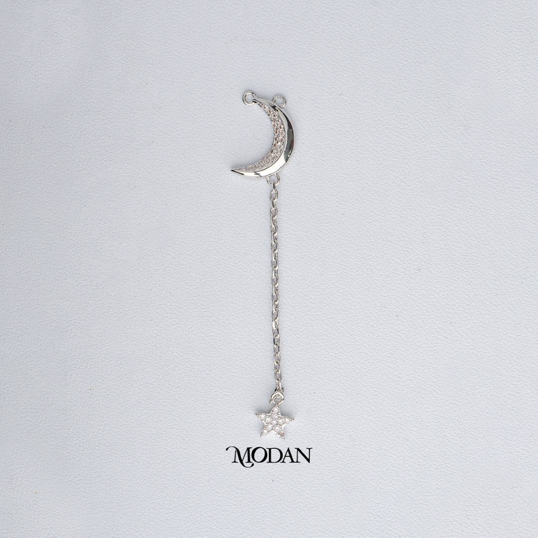 Crescent Moon and Dangling Star Necklace DIY Connector Liontin Konektor Bulan Bintang Hypoallergenic Gold Filled