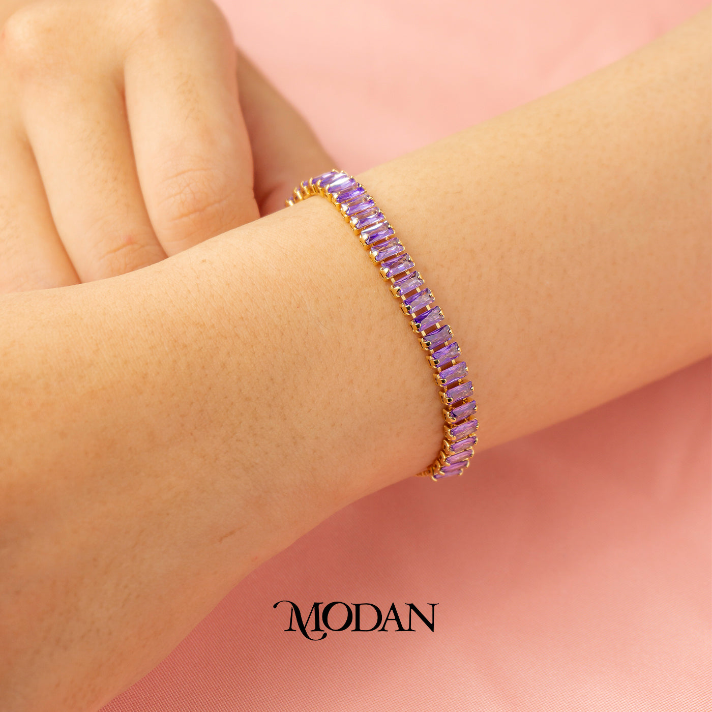 Colorful Baguette Adjustable Bracelet Gelang Fashion Warna Warni Hypoallergenic Gold Filled