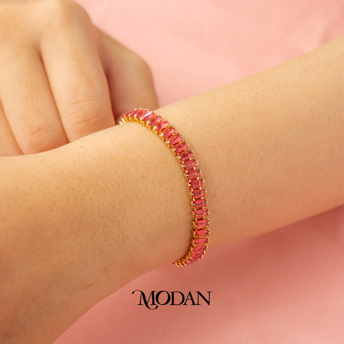 Colorful Baguette Adjustable Bracelet Gelang Fashion Warna Warni Hypoallergenic Gold Filled