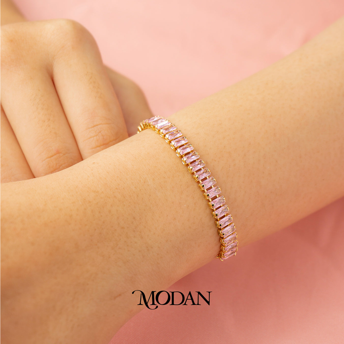 Colorful Baguette Adjustable Bracelet Gelang Fashion Warna Warni Hypoallergenic Gold Filled