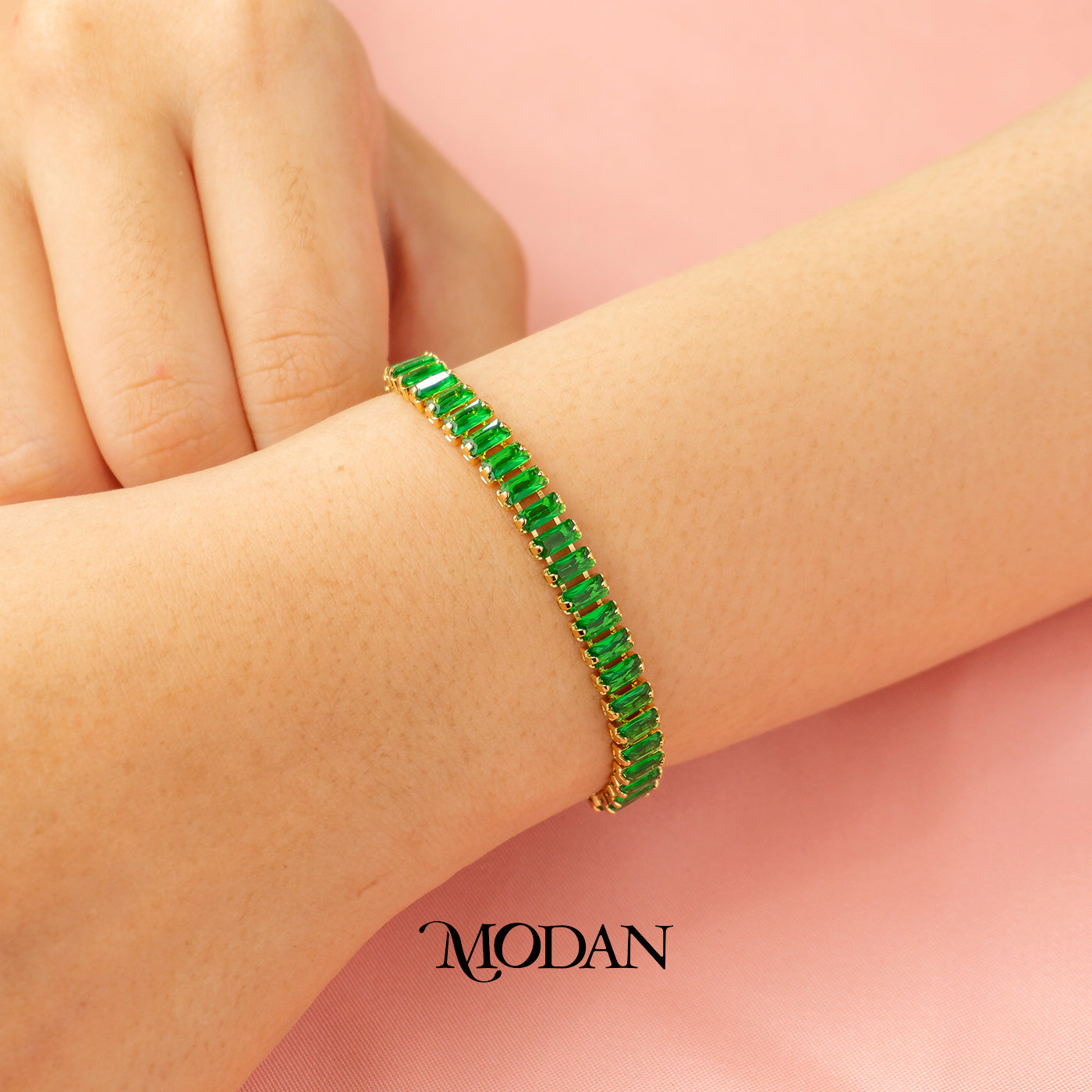 Colorful Baguette Adjustable Bracelet Gelang Fashion Warna Warni Hypoallergenic Gold Filled