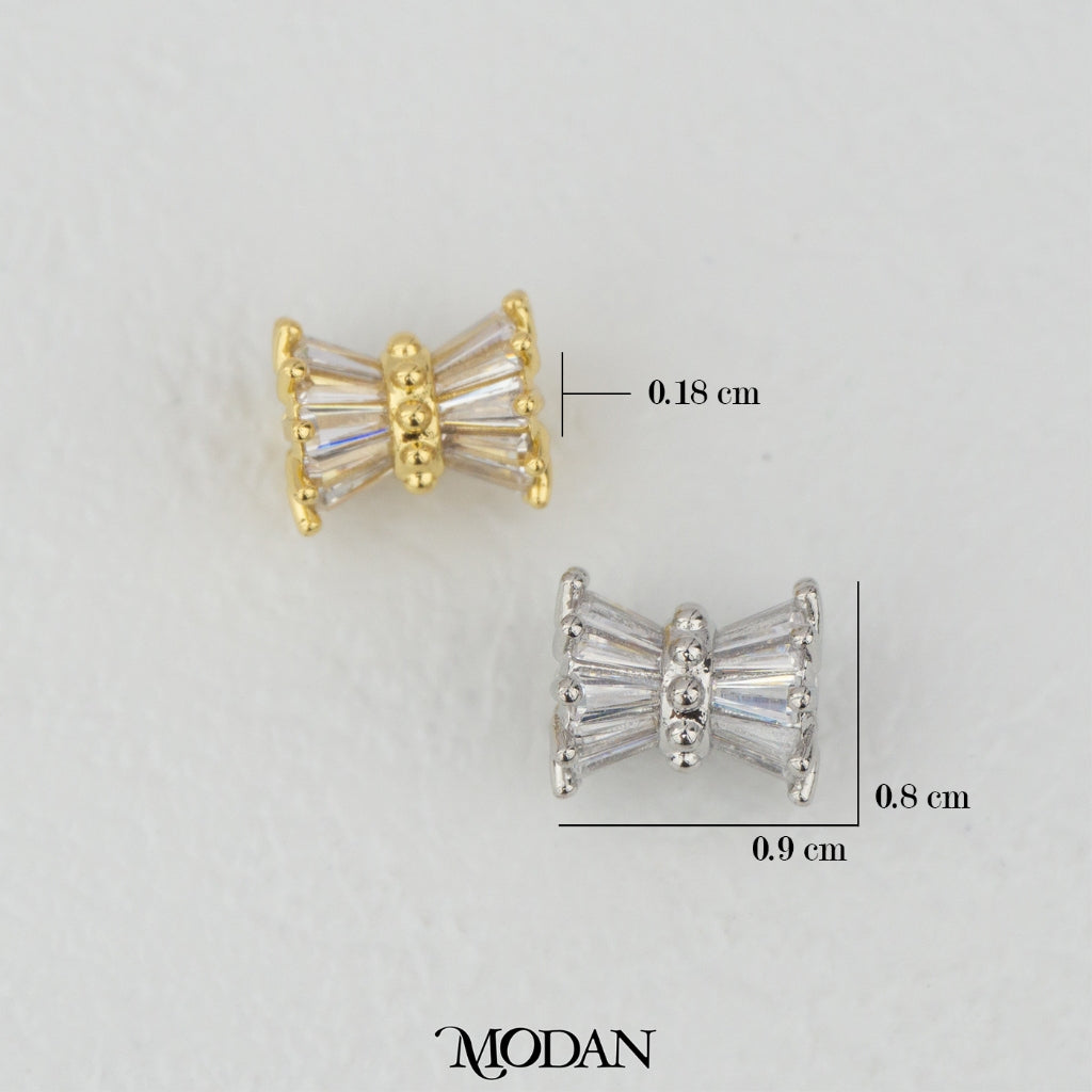 Sparkling Bow Ribbon DIY Beads Charm Liontin Manik Pita Hypoallergenic Gold Filled