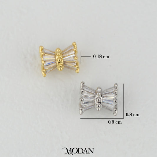 Sparkling Bow Ribbon DIY Beads Charm Liontin Manik Pita Hypoallergenic Gold Filled
