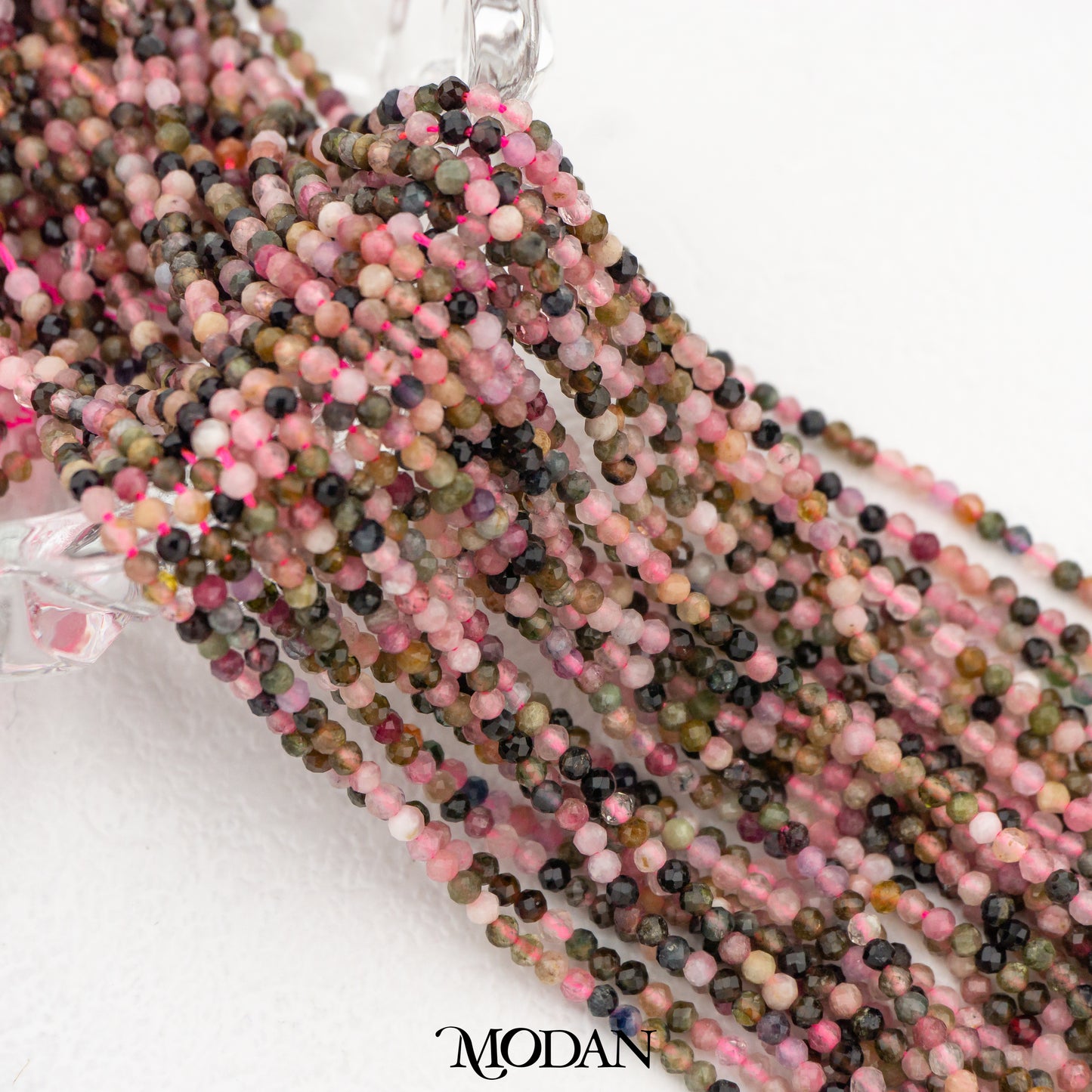Natural Gemstones 2mm Beads For DIY Jewelry Accessories Manik Batuan Alam Tourmaline Pink Opal Garnet Moonstone