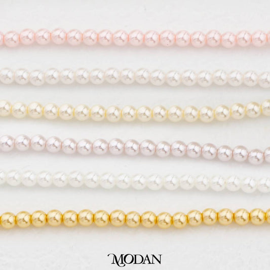 Shell Pearl 3mm Beads For DIY Jewelry Accessories Manik Mutiara White Pink Gold Purple Cream Hypoallergenic