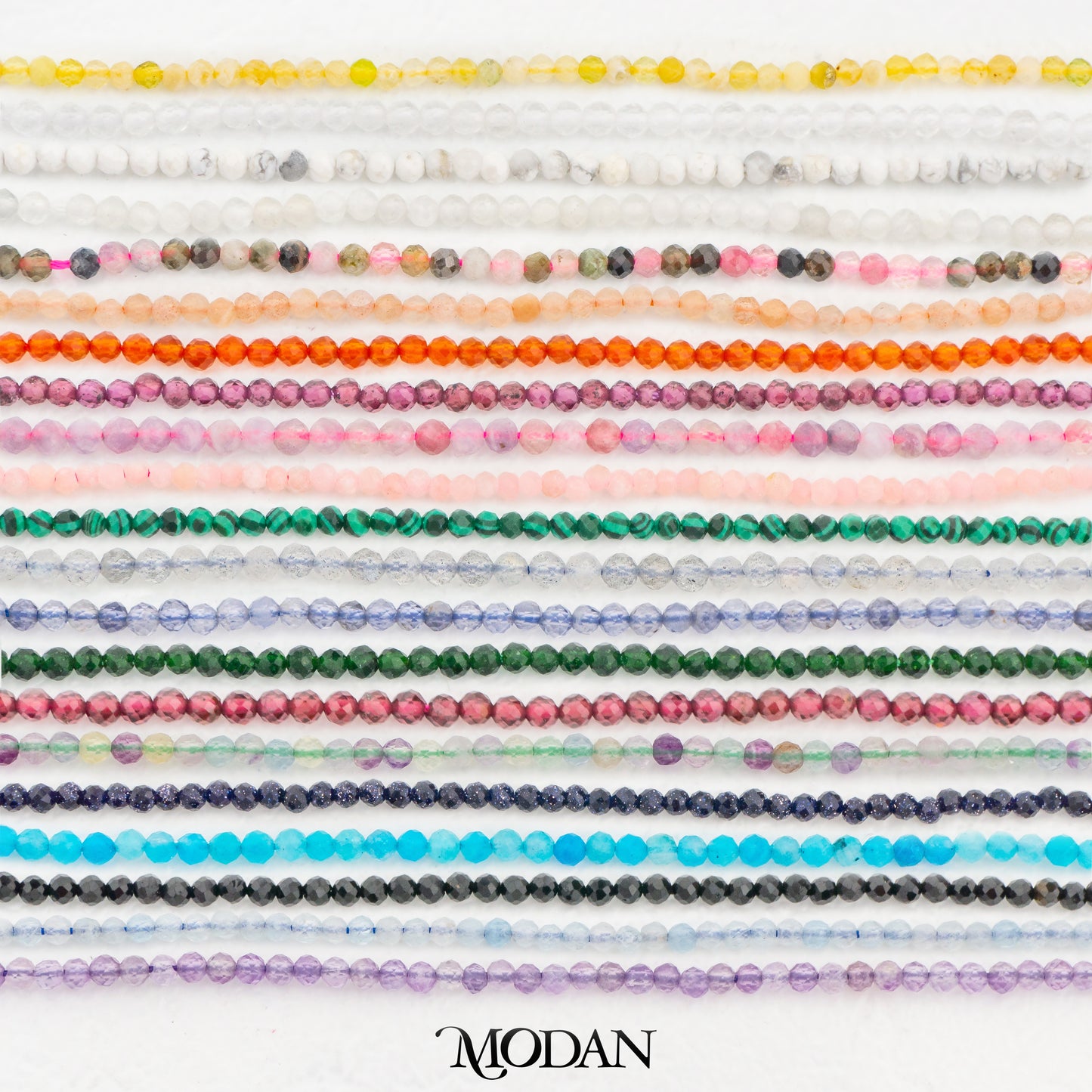 Natural Gemstones 2mm Beads For DIY Jewelry Accessories Manik Batuan Alam Tourmaline Pink Opal Garnet Moonstone