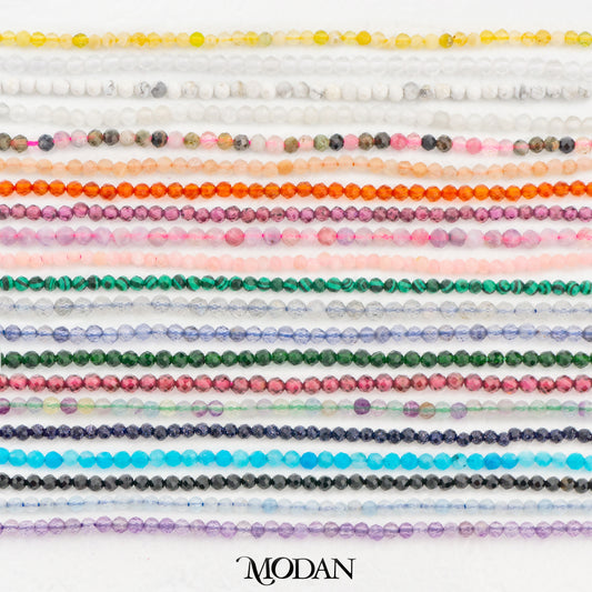 Natural Gemstones 2mm Beads For DIY Jewelry Accessories Manik Batuan Alam Tourmaline Pink Opal Garnet Moonstone