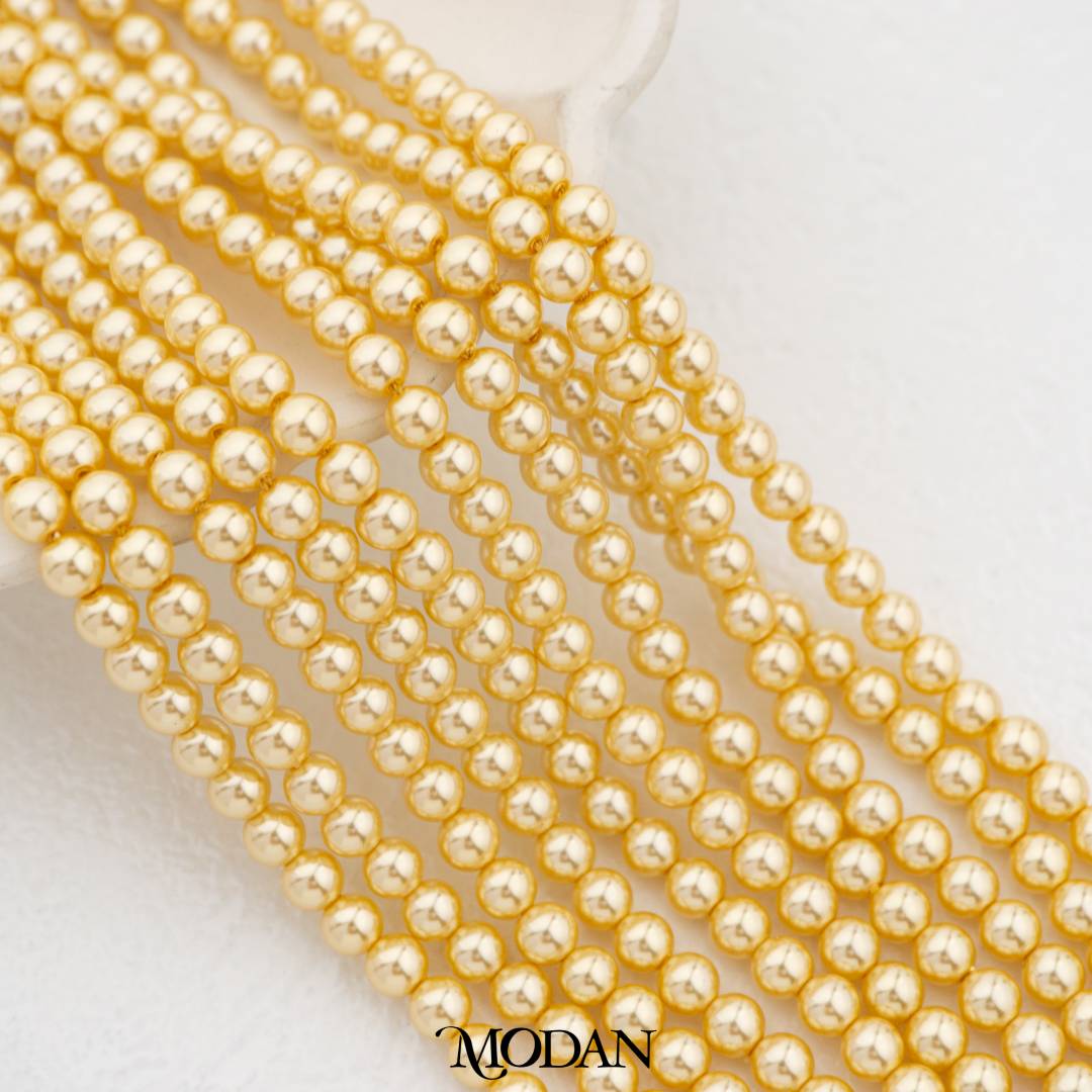 Shell Pearl 4mm Beads For DIY Jewelry Accessories Manik Mutiara White Pink Gold Purple Cream Hypoallergenic