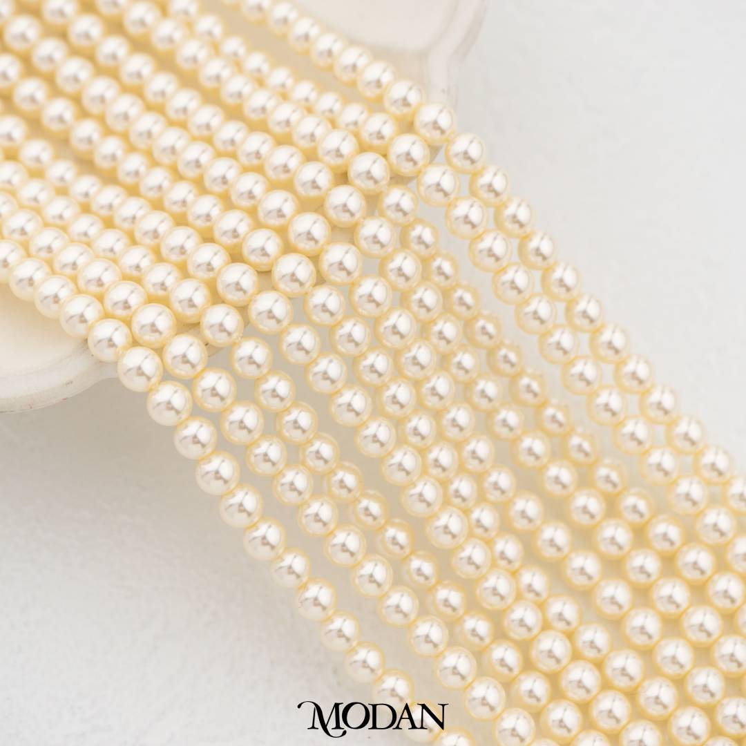 Shell Pearl 4mm Beads For DIY Jewelry Accessories Manik Mutiara White Pink Gold Purple Cream Hypoallergenic