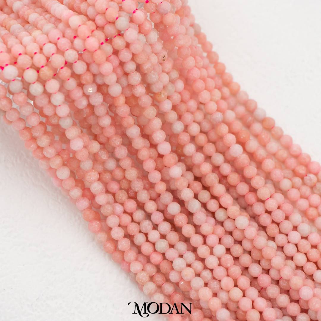 Natural Gemstones 3mm Beads For DIY Jewelry Accessories Manik Batuan Alam Tourmaline Pink Opal Garnet Moonstone