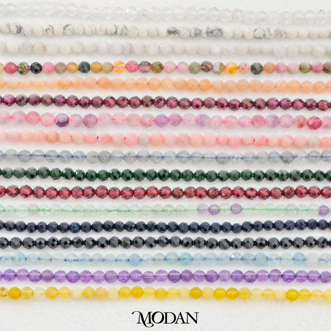 Natural Gemstones 3mm Beads For DIY Jewelry Accessories Manik Batuan Alam Tourmaline Pink Opal Garnet Moonstone