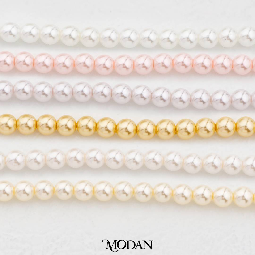 Shell Pearl 4mm Beads For DIY Jewelry Accessories Manik Mutiara White Pink Gold Purple Cream Hypoallergenic