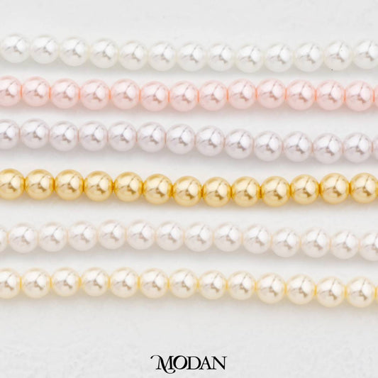 Shell Pearl 4mm Beads For DIY Jewelry Accessories Manik Mutiara White Pink Gold Purple Cream Hypoallergenic