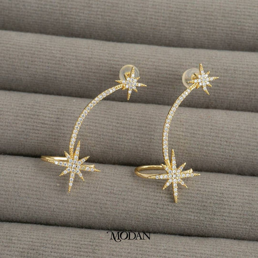 Sparkling Celestial Star Earcuff Anting Earcuff Bintang Sebelah Kiri Hypoallergenic Gold Plated