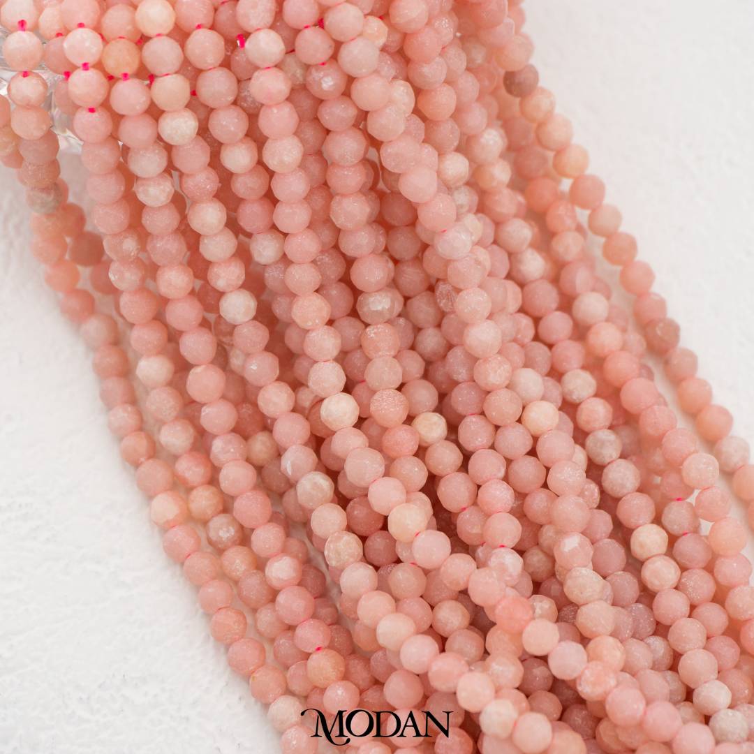Natural Gemstones 4mm Beads For DIY Jewelry Accessories Manik Batuan Alam Tourmaline Pink Opal Garnet Moonstone
